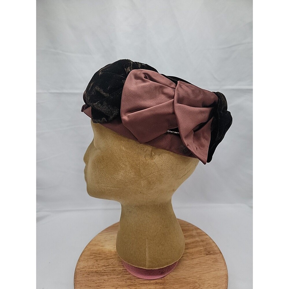 Vintage 1950's Brown Velvet/Satin Womens Hat Facinator Unionmade